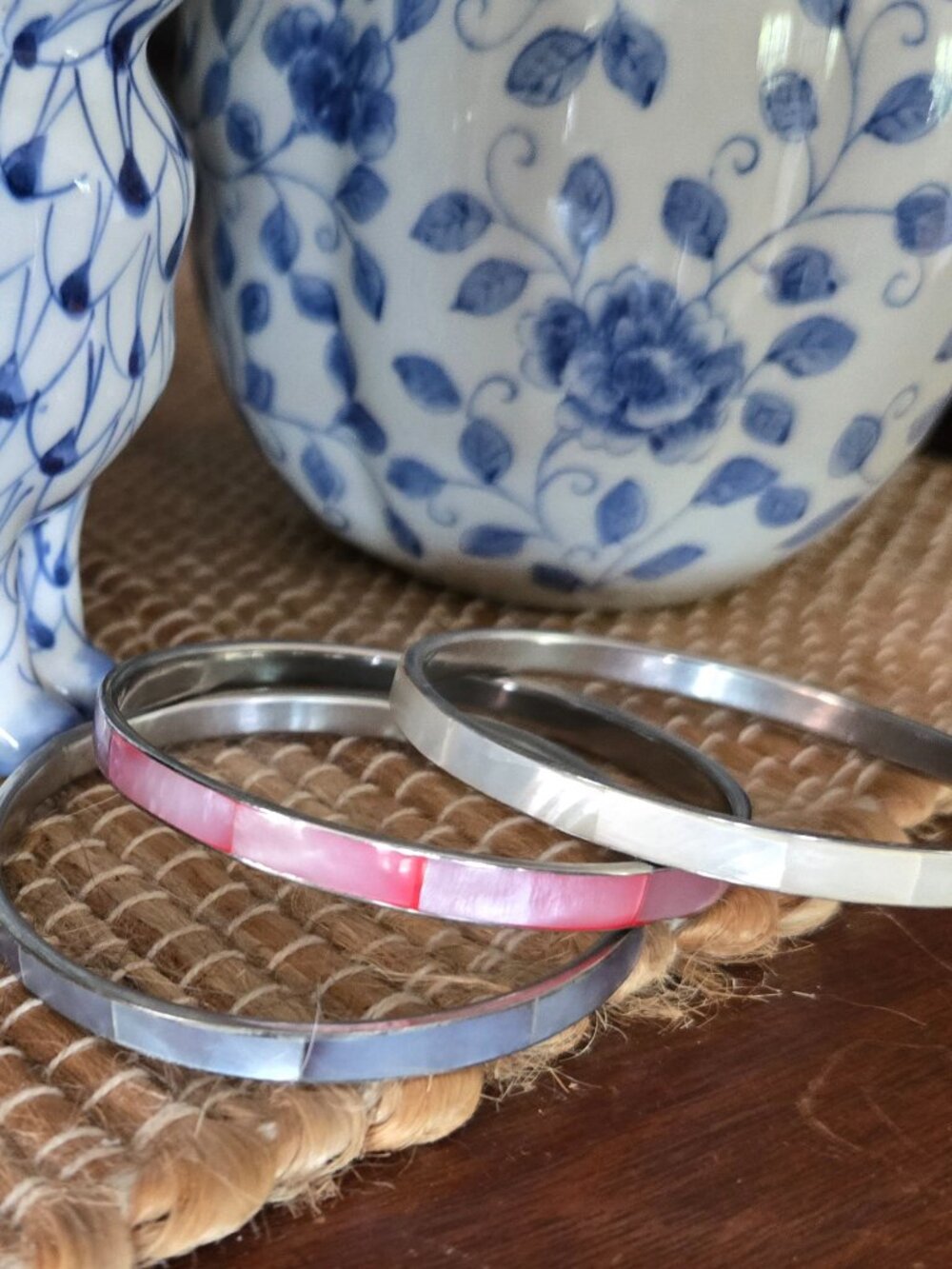 VTG 1980 Mother of Pearl Bangles Preppy Couture